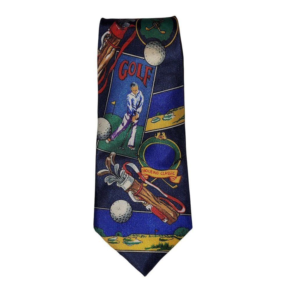 VTG NWOT OOAK Cervine Hand Made Silk Trading ING Golf Tie from 1993